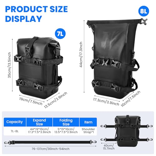 HOMIEE Motorcycle Saddle Bag 8L Waterproof Motorcycle Side Frame Bag Crash Bar Bag with Shoulder Strap