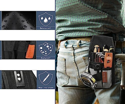 VIDAR TOOLS Small Tool Pouch with Belt Clip,Tool Belt Pouches,Electrician Tool Pouch.Mini Organizer Pocket Attachment for Tool Belt,5 Pockets and Heavy-Duty Metal Belt Clip Attachment.… - style: 5 IN