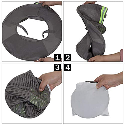 TCCFCCT Hard Hat Sun Shade, Full Brim Mesh Neck Sun Shield, High Visibility Neck Protection & Bandana Headband Face Scarf, Hard Hat Accessories, 2 Pack, Grey - color: Sun Shade 1+bandana 1 Grey