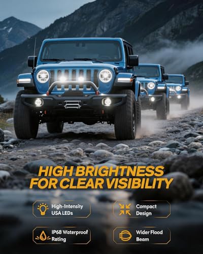 LED Pod Light 2PCS 3inch 40W 4000LM Flood Beam Baja Light with DT Wiring Harness Kit Backup Driving Lights Off Road Low Profile LED Light Bar Fog Lights for Motorcycle Truck UTV ATV Pickup - size: 3inch - Flood