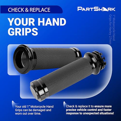 1"/25mm Hand Grips - Compatible with Harley Sportster 883 1200 Honda Yamaha Suzuki Kawasaki Cruiser Motorcycle Bobber Chopper Nonslip Comfortable Durable Throttle Grip Handlebars