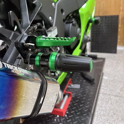 Motorcycle Exhaust Slider Crash Protector Compatible with Ninja 250R 300 400 650 ZX-10R ZX-14R 1000SX 1100SX 2006-2024 2025 2026 | Frame Slider Falling Protection Accessories (Green) - color: green