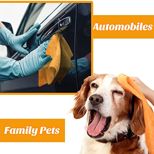 10 Pack 20" x 27" Shammy Cloths Absorbent Chamois Towel for Car Drying German Shammy Cloth Bulk Machine Washable Reusable Multi Purpose Orange Towels Anti Scratch for Home Car Pet Wash