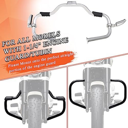 FOVPLUE 1.25" Highway Footpegs, Adjustable Footrest w/Mounting P-Clamps for Harley Touring Softail Dyna Sportster Honda Kawasaki Suzuki Yamaha Indian Victory with 1-1/4" Engine Guard/Tubing, Chrome#1 - color: Chrome