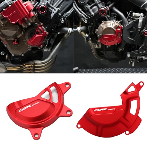 Motorcycle Engine and Clutch Guard Protection Compatible with CBR650R 2024 2025 Engine and Clutch Cover Crash Frame Slider Falling Protector 2025 CBR650R Accessories -RD - color: red, size: Type-A+B
