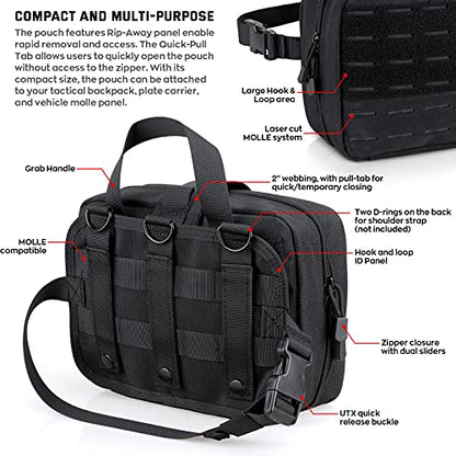 LIVANS Tactical Molle Medical Pouch - Upgraded Size, Large Capacity IFAK Pouch with Detachable Quick Release and Headrest Mount, Includes Flag and Cross Patch - color: Black