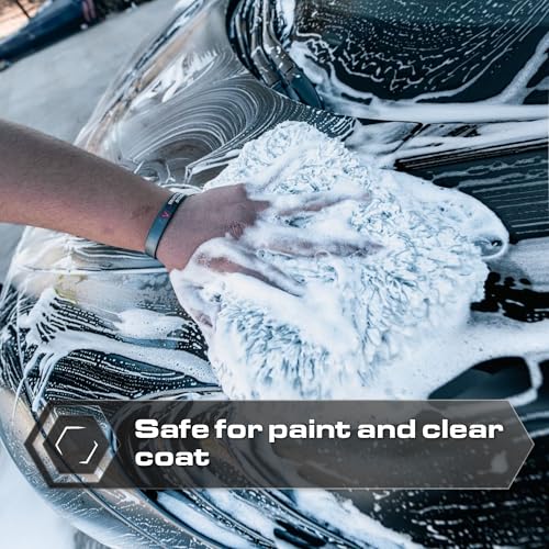 Blackline Microfiber Automotive Wash Mitt -Premium Scratch Free Wash Mitt for Car Cleaning|Car Detailing Accessory Works with Bucket, Car Shampoo, or Foam Cannon | 70%/30% Microfiber Blend, 9"x11"