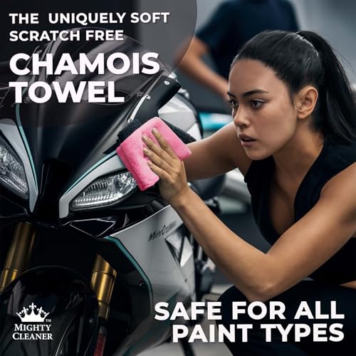 Premium 2pk +1 Free Shammy Cloth for Car Drying - 26"x17" - Super Absorbent Chamois Towel - Scratch-Free, Reusable & Soft Wash Cloth - Car Drying Towels - color: Pink, Blue, Yellow