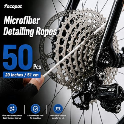 focopot Gear Floss Microfiber Cleaning Rope-50 Pcs Moto Floss and 2 Pcs 3D Printer Grease Lubricants for Bike Motorcycle Chains,Cassettes,Brakes and 3D Printers