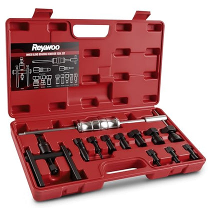 Reywoo Blind Hole Collet Bearing Puller Set, Motorcycle Wheel Bearing Puller Set with Expandable Collets 8-32mm, Slide Hammer Bearing Puller Set for Removing Motorcycle Bearings - style: 13pcs 8-32mm