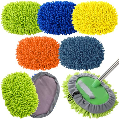 Layhit 5 Pcs Car Wash Mitt Set, Brush Not Included, Microfiber Mitt Cleaning Car Truck Washing Tools Kit RV Pickup Chenille Scratch Replacement (Multicolor) - color: Multicolor