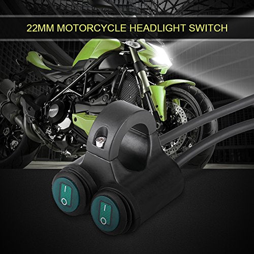 Universal 22mm Motorcycle Handlebar Light Switch,Handlebar Fog Lights Dual Control Button Switch (A) - color: A