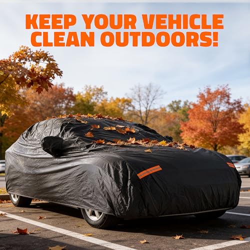Mockins 190"x75"x47" Midsize Sedan Car Cover Waterproof All Weather Fit | Dual-Layer 250G PVC + Cotton Indoor & Outdoor Car Covers for Automobiles | Heavy Duty Full Exterior Covers with Strap & Bag - size: Sedan - Medium - 190" x 75" x 47"