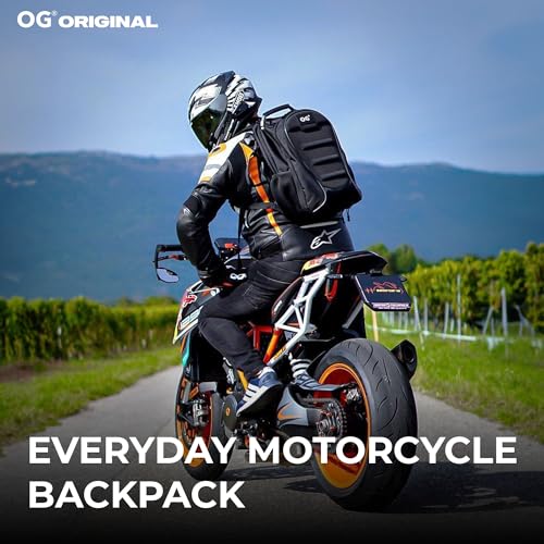 OG Original CityRunner Motorcycle Backpack, Waterproof, Expandable, 30-35L, Motorbike Helmet Bag, Helmet Strap, Large Capacity, Laptop Rucksack, Reflective, USB - style: Cityrunner