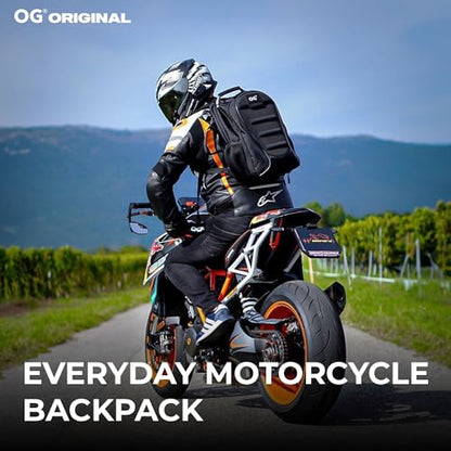 OG Original CityRunner Motorcycle Backpack, Waterproof, Expandable, 30-35L, Motorbike Helmet Bag, Helmet Strap, Large Capacity, Laptop Rucksack, Reflective, USB - style: Cityrunner