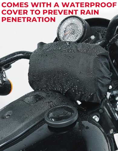 KEMIMOTO Motorcycle Handlebar Bag with Waterproof Cover Universal Bicycle Handle Bar Tool Bag for Front Fork Sissy Bar Compatible with Cruiser Softail Dyna Sportster Dirtbike Carbon Fiber - style: Black Carbon Fabric