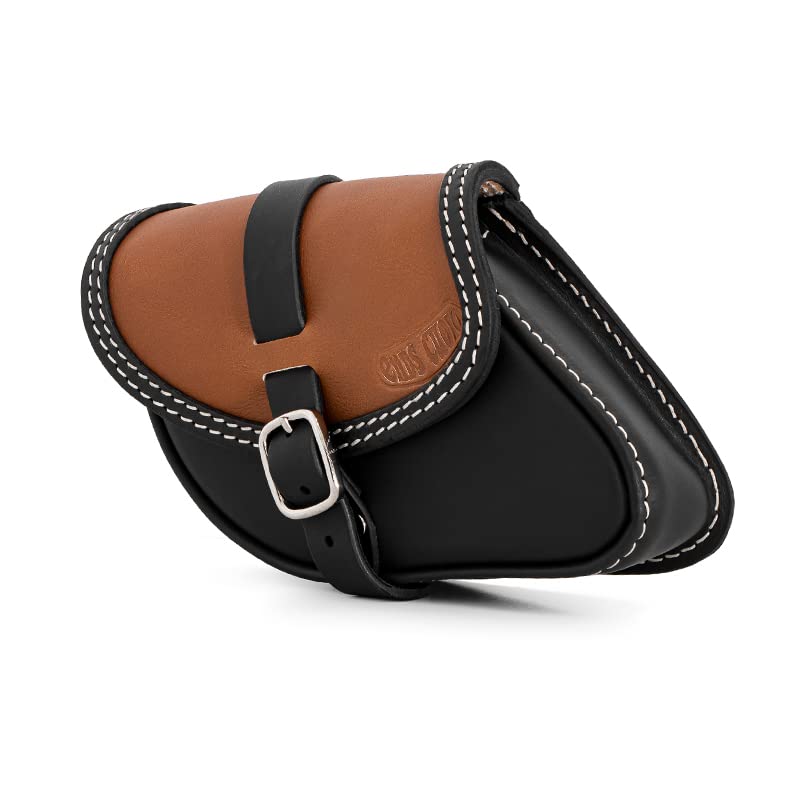 Leather Swingarm Bag Compatible with all 2015-2024 Scout and Scout Bobber, 2025-2026 Scout 101, 2025-2026 Scout Classic, 2025-2026 Sport scout, 2025-2026 Super Scout (Bicolor Black -DT) - color: Bicolor Black -DT