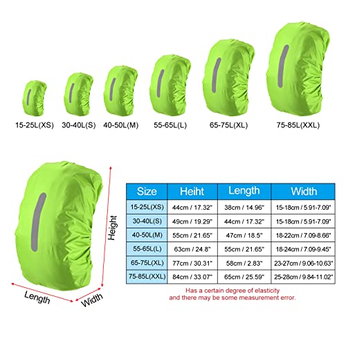 30-40L Waterproof Backpack Rain Cover, Non-Slip Backpack Cover with Vertical Reflective Strap Stay Dry for Hiking, Camping, Hunting, S, Lawn Green