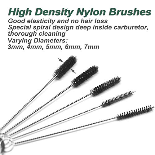 Carburetors Carbon Dirt Jet Remove Cleaning Tool Kit, 13 Wires Set + 10 Cleaning Needles + 5 Nylon Brushes Cleaner for Welder Carb Chainsaw Spray Guns Torch Tips Firing Hole Stove Burner Holes