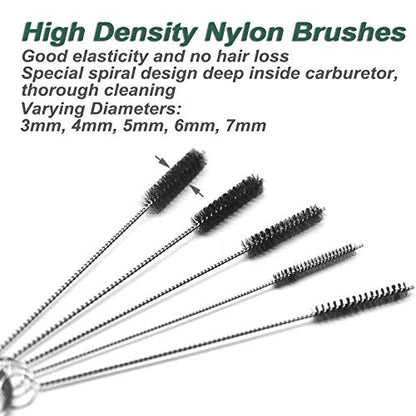 Carburetors Carbon Dirt Jet Remove Cleaning Tool Kit, 13 Wires Set + 10 Cleaning Needles + 5 Nylon Brushes Cleaner for Welder Carb Chainsaw Spray Guns Torch Tips Firing Hole Stove Burner Holes