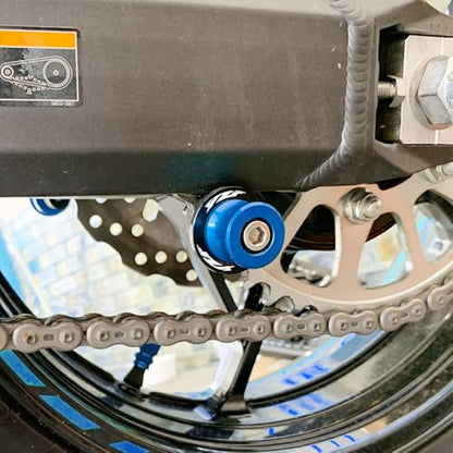 MOWOK Fit For Yamaha YZF R1 R3 R6 R7 R9 R15 R25 R125 YZF600R YZFR3 YZFR9 YZFR1 YZFR6 Accessories M6 Motorcycle Swingarm Spools Sliders Swing Arm Stand Screws (Blue) - color: Blue