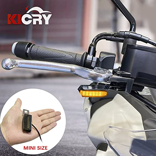 Mini LED Turn Signals Motorcycle Front Sequential Indicators 3 Wire Handlebar Blinkers with Running Lights Universal Compatible with Harley Yamaha Honda Kawasaki(Chrome with Red/Amber light) - color: Chrome with Red/Amber light
