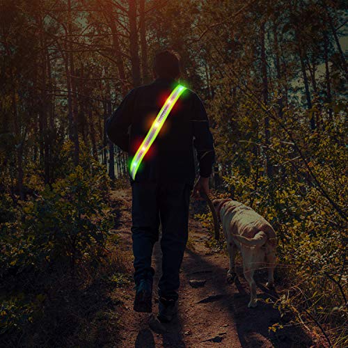 LED Night Running Gear High Visibility LED Flashing Sash Outdoor Running Cycling Hiking Jogging Rechargeable Illuminating Gear for Men and Women Night Safety Walking