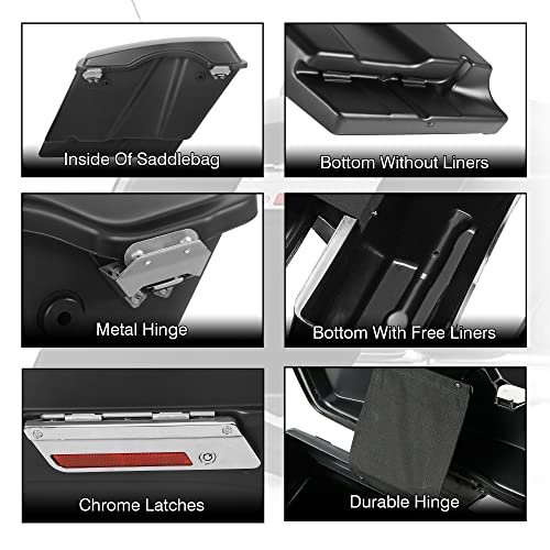 SLMOTO Saddle Bags 5" Stretched Saddle Bags for Harley Hard Saddlebags fits for 1993-2013 Touring Model Road King,Road Glide,Street Glide,Electra Glide,Ultra-Classic - color: Matte Black(Chrome Latches)