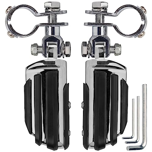 VGMOTO Motorcycle 1.25" Highway Footpegs Adjustable Foot Pegs Footrests with Clamps Mounts kit Compatible with Harley Touring Sportster Softail Road Glide Street Glide with 1 1/4 inch Engine Guard - color: Chrome-Style D