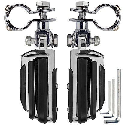 VGMOTO Motorcycle 1.25" Highway Footpegs Adjustable Foot Pegs Footrests with Clamps Mounts kit Compatible with Harley Touring Sportster Softail Road Glide Street Glide with 1 1/4 inch Engine Guard - color: Chrome-Style D