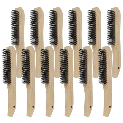 VASTOOLS Wire Brushes Pack of 12. for Cleaning Welding Slag, Rust and Dust. 10" Heavy Duty Carbon Steel Shoe Handle Wire Scratch Brush - style: 10inch-12pc