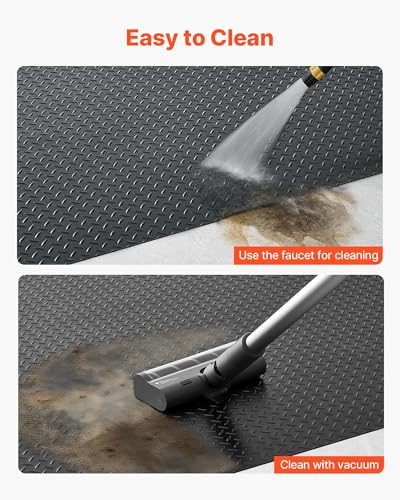 VEVOR Garage Floor Roll, 4 x 25 ft Garage Flooring Mat, 3 mm Thickened Rubber Diamond Plate Floor Protector Mat, Non-Slip, Wear-Resist, Waterproof, Easy to Clean for Warehouse, Gyms,Trailer, Black - size: 4 x 25 FT