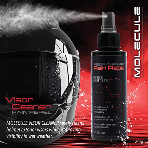 Molecule Helmet Rain Repel | Premium Helmet Care | Improved Wet Weather Visibility for Helmets, Visors, and Goggles | 4 Ounces