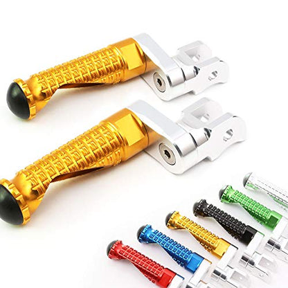 MC MOTOPARTS MPRO Gold 25mm Extended Front CNC Footpegs Compatible with YZF R1 00-21 YZF R6 03-19 YZF R1M 15-21 R1S - color: Gold, size: 25mm Extension
