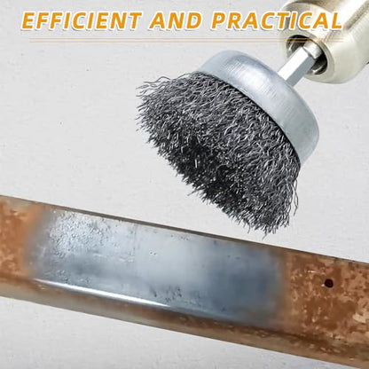 10PCS Wire Cup Brush for Drill, High Carbon Steel Wire Drill Brush with 1/4" Hex Shank, Skilled in Handling Metal and Non-Metal Surfaces - style: cup brush
