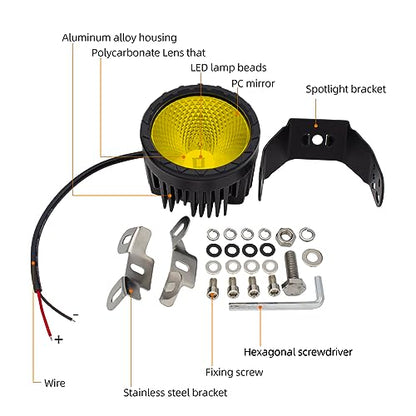 STDYSUN Round LED Offroad Driving Fog Lights Pod Lights 2Pcs 3.5Inch Flood Beam Motorcycle Fog Lights Work Auxiliary Lights Ditch Bumper Lights fit for Car Truck ATV UTV Motorcycle Golf Pick-up,black - size: Round Yellow Flood