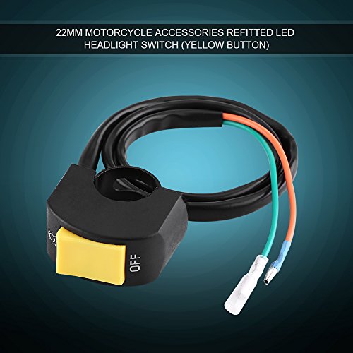 Motorcycle Handlebar Mount Switch, Universal 12V 10A 7/8inch Mount LED Headlight On/Off Switch with Button(Yellow)