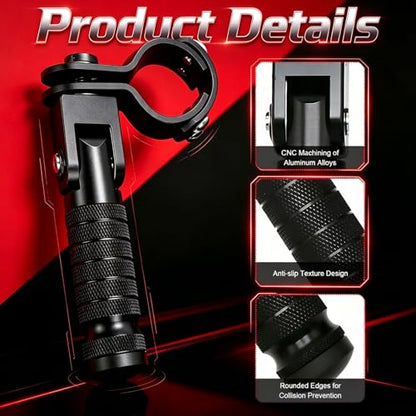 M8 Foldable Motorcycle Foot Pegs Foldable Motorbike Bicycle Footrest Rest Pedal, Universal Aluminum 90 Degree Folding Rearsets For Electric Car Motorbike Mini Bike Dirt Pit (Black)