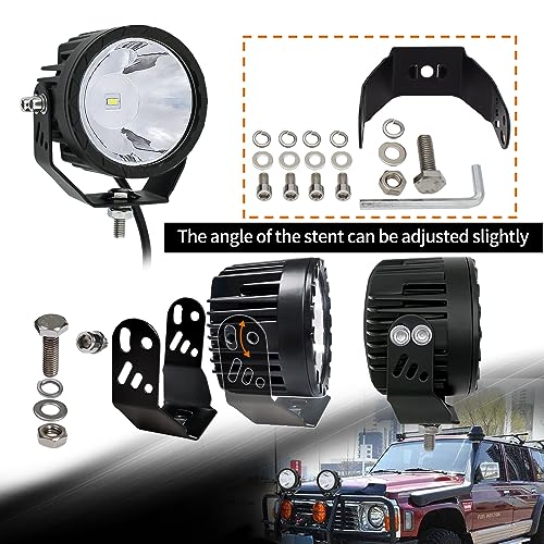 STDYSUN Round LED Offroad Driving Fog Lights Pod Lights 2Pcs 3.5Inch Spot Beam Motorcycle Fog Lights Work Auxiliary Lights Ditch Bumper Lights Bicycle lights fit for Bicycle Truck ATV UTV Motorcycle - size: Round White Spot