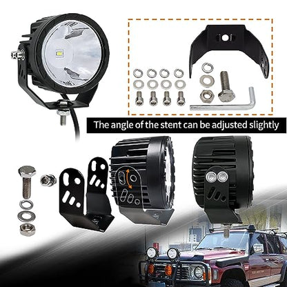 STDYSUN Round LED Offroad Driving Fog Lights Pod Lights 2Pcs 3.5Inch Spot Beam Motorcycle Fog Lights Work Auxiliary Lights Ditch Bumper Lights Bicycle lights fit for Bicycle Truck ATV UTV Motorcycle - size: Round White Spot