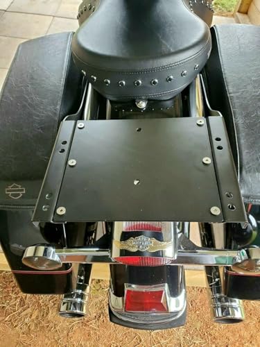ECOTRIC King Luggage Trunk Bracket Rack Compatible with 1997-2008 Harley Touring FL Mount King Latches Razor Chop Trunk Mount - Black - color: Black
