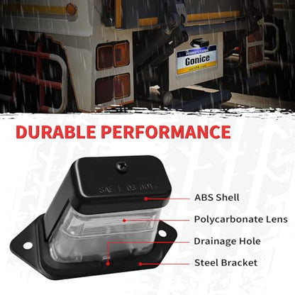 Gonice Super-Bright LED License Plate Light - 6-SMD Universal Fit for Truck Trailer Van RV SUV Boat - Under Hood Light - DOT Compliant, 12V-24V DC Waterproof - color: Black