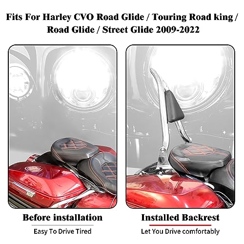 2009-2025 Sissy Bar Backrest, Detachable Passenger Backetst Sissy Bar Fit for Harley Touring Street Glide Road Glide Road King Electra Glide Chrome - color: Chrome, size: 16"- Detachable Split