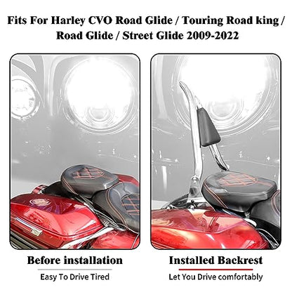 2009-2025 Sissy Bar Backrest, Detachable Passenger Backetst Sissy Bar Fit for Harley Touring Street Glide Road Glide Road King Electra Glide Chrome - color: Chrome, size: 16"- Detachable Split