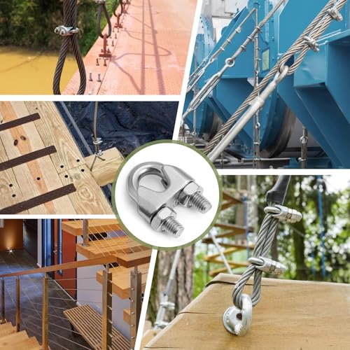 12pcs M10 Wire Rope Clamp, 3/8 inch Cable Clamps Stainless Steel Wire Rope Clips - size: M10