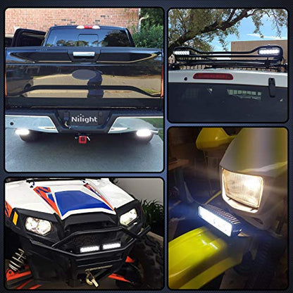 Nilight LED Light Bar 2PCS 18W 6Inch Flood LED Pods Offroad Fog Light Waterproof for Boat SUV ATV 4WD Car Truck Golf Cart 12V 24V,2 Years Warranty - color: 2Pcs 18W Lights
