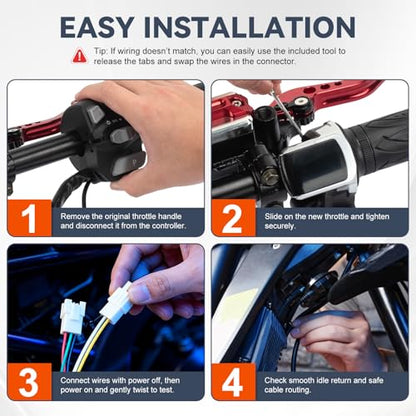 Full Twist Throttle for 48V EBike with LED Display Key Lock Electric Bike Throttle Grip for Electric Dirt Bike Scooter Bicycle Mountain Bike Motorcycle - size: 48V