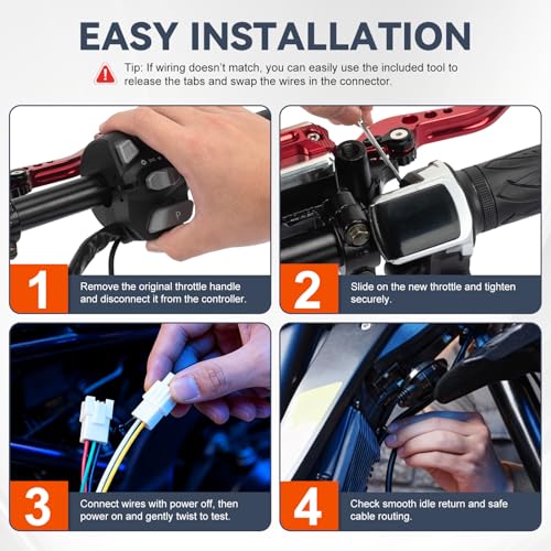 Full Twist Throttle for 60V EBike with LED Display Key Lock Electric Bike Throttle Grip for Electric Dirt Bike Scooter Bicycle Mountain Bike Motorcycle - size: 60V