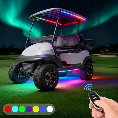 10L0L 6PCS Golf Cart Underbody Light Kit, Underglow LED Strip for EZGO Club Car Yamaha, 24 Modes Multicolor RGB Music Sync Waterproof, Canopy Lights Optional (6 Pack(4 Underbody and 2 Roof-Fishbone)) - style: 6 Pack(4 Underbody and 2 Roof-Fishbone)