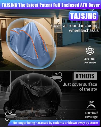 Full Enclosed ATV Cover Waterproof Outdoor Heavy Duty 4 Wheeler Cover All Season Weather Proof Quad Cover with Reflective Strips Fits ATV Length up to 94.5" Windproof Sunproof Dustproof - size: 6.(ATV) 94.5"L x 53"W x 49"H